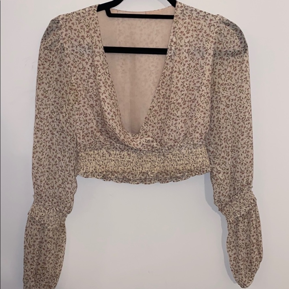 Pookie and Sebastian Cropped Long Sleeve Blouse